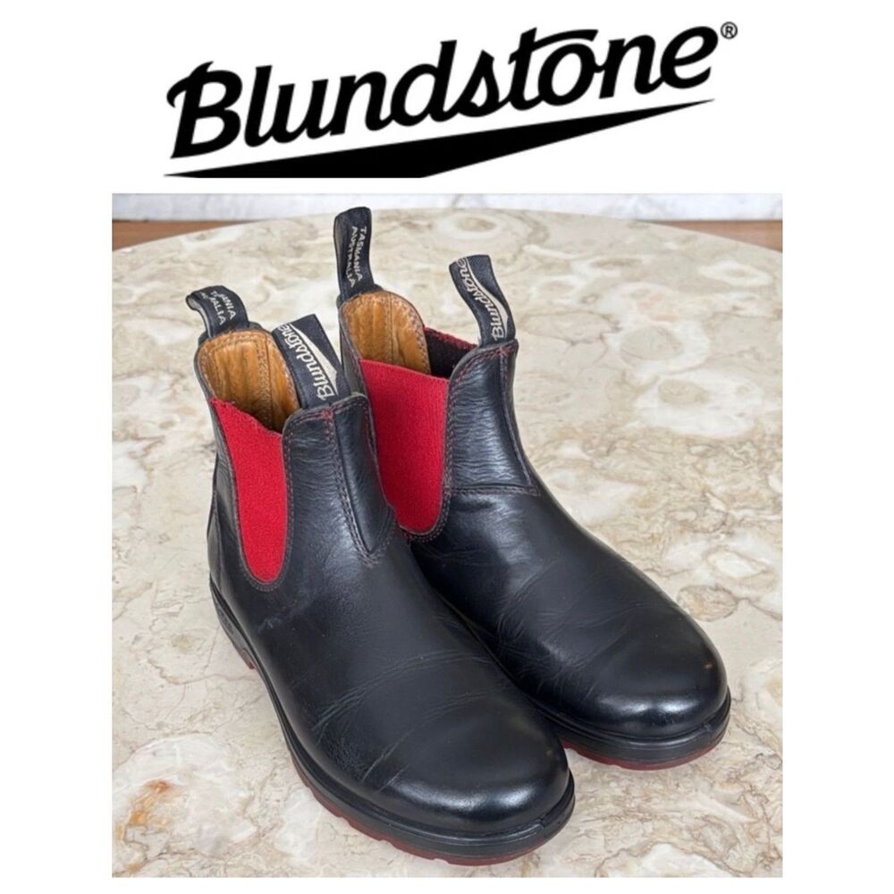 Blundstone - Black Leather & Red Elastic Panels Chelsea Boots